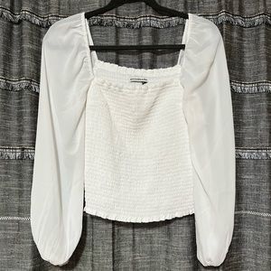 Abercrombie and Fitch Long-Sleeve Smocked Puff Sleeve Top